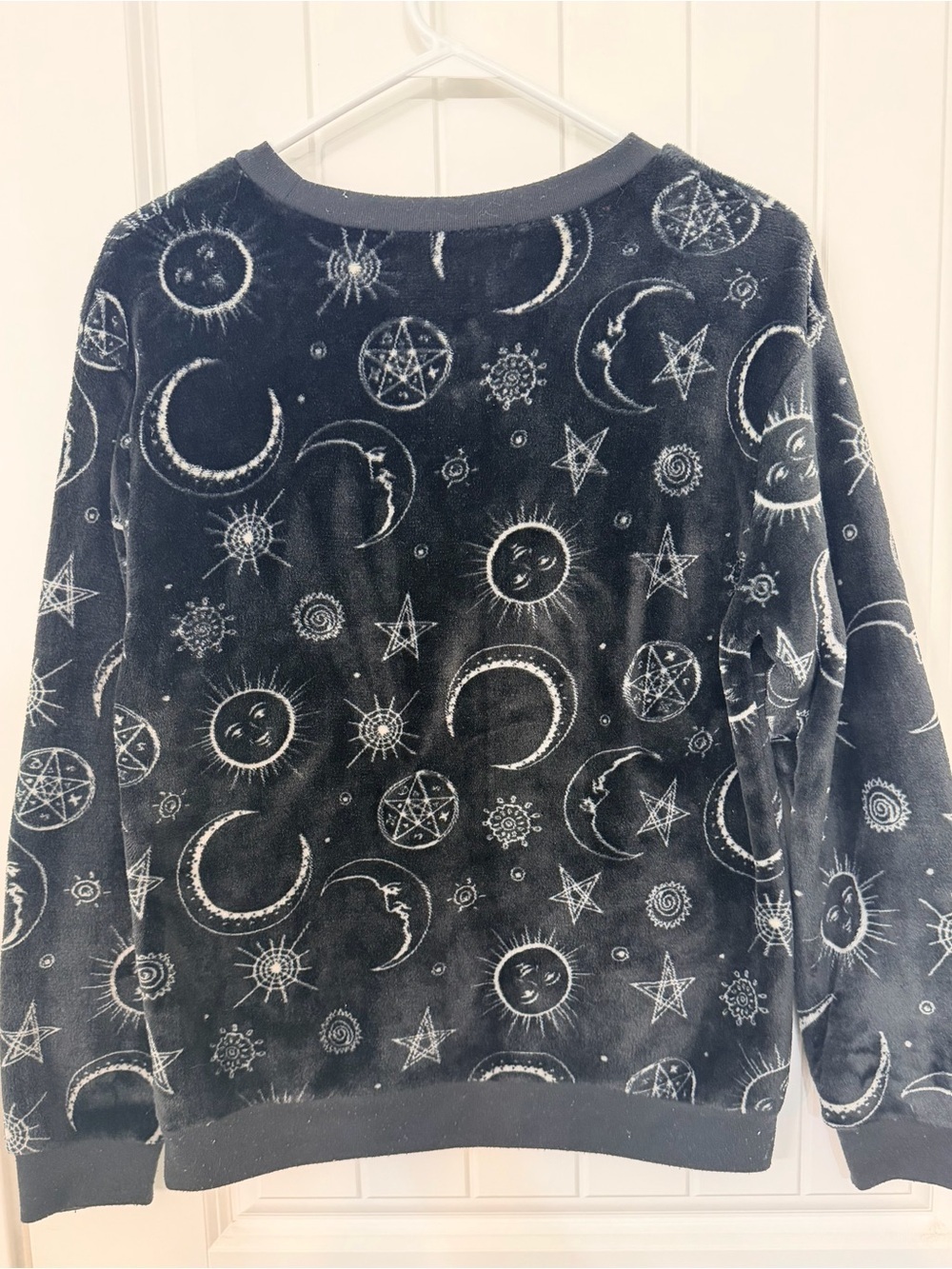 Whimsigoth Black Celestial Moon & Sun Print Plush Pullover - Picture 3 of 8